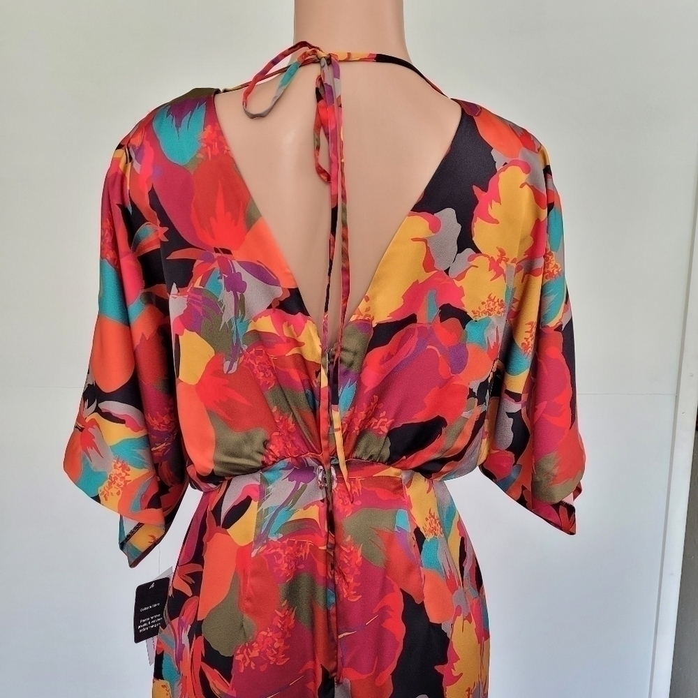 Aidan Mattox Printed Batwing Sleeve Dress 14 - Picture 5 of 11